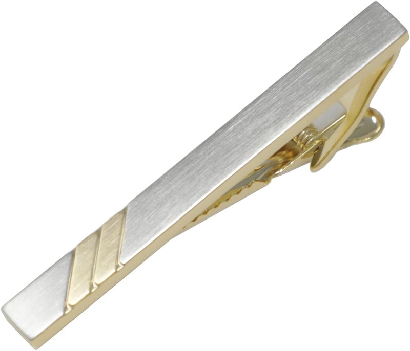 MENDEPOT Classic Silver And Gold Bi-tone Plating Tie Clips With Gift Box Men Fashion Tie bar - Image 1